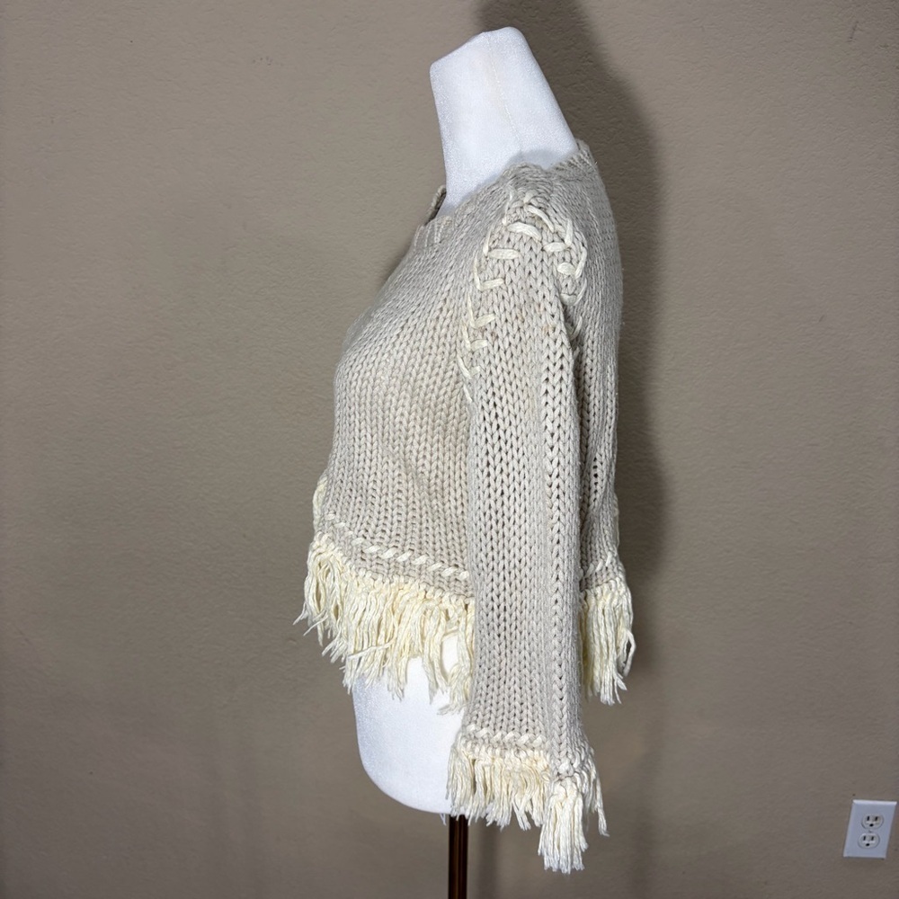 For Love & Lemons Knitz Denver Fringe Crop Sweater Sz M Boho Whimsical Grunge - Picture 5 of 13